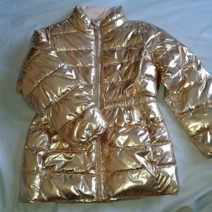 Gap girls metallic gold puffer coat